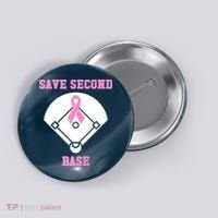 Breast Cancer Awareness Save Second Base Pink Ribbon Button thumb 0