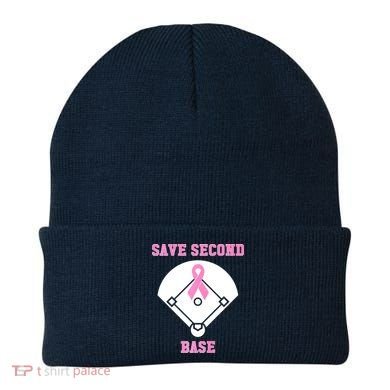 Breast Cancer Awareness Save Second Base Pink Ribbon Beanie