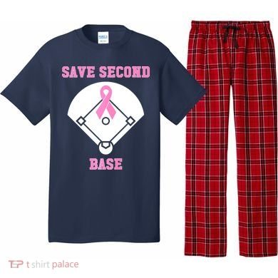 Breast Cancer Awareness Save Second Base Pink Ribbon Pajama Set