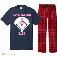 Breast Cancer Awareness Save Second Base Pink Ribbon Pajama Set thumb 0