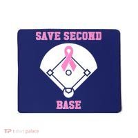 Breast Cancer Awareness Save Second Base Pink Ribbon Mousepad thumb 0