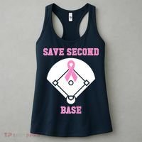 Breast Cancer Awareness Save Second Base Pink Ribbon Women's Tank Top thumb 3