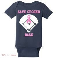 Breast Cancer Awareness Save Second Base Pink Ribbon Baby Bodysuit thumb 0