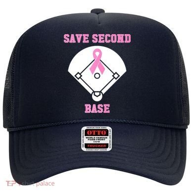 Breast Cancer Awareness Save Second Base Pink Ribbon Hat