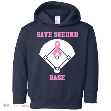 Breast Cancer Awareness Save Second Base Pink Ribbon Toddler Hoodie