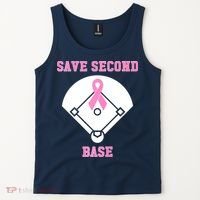 Breast Cancer Awareness Save Second Base Pink Ribbon Tank Top thumb 2