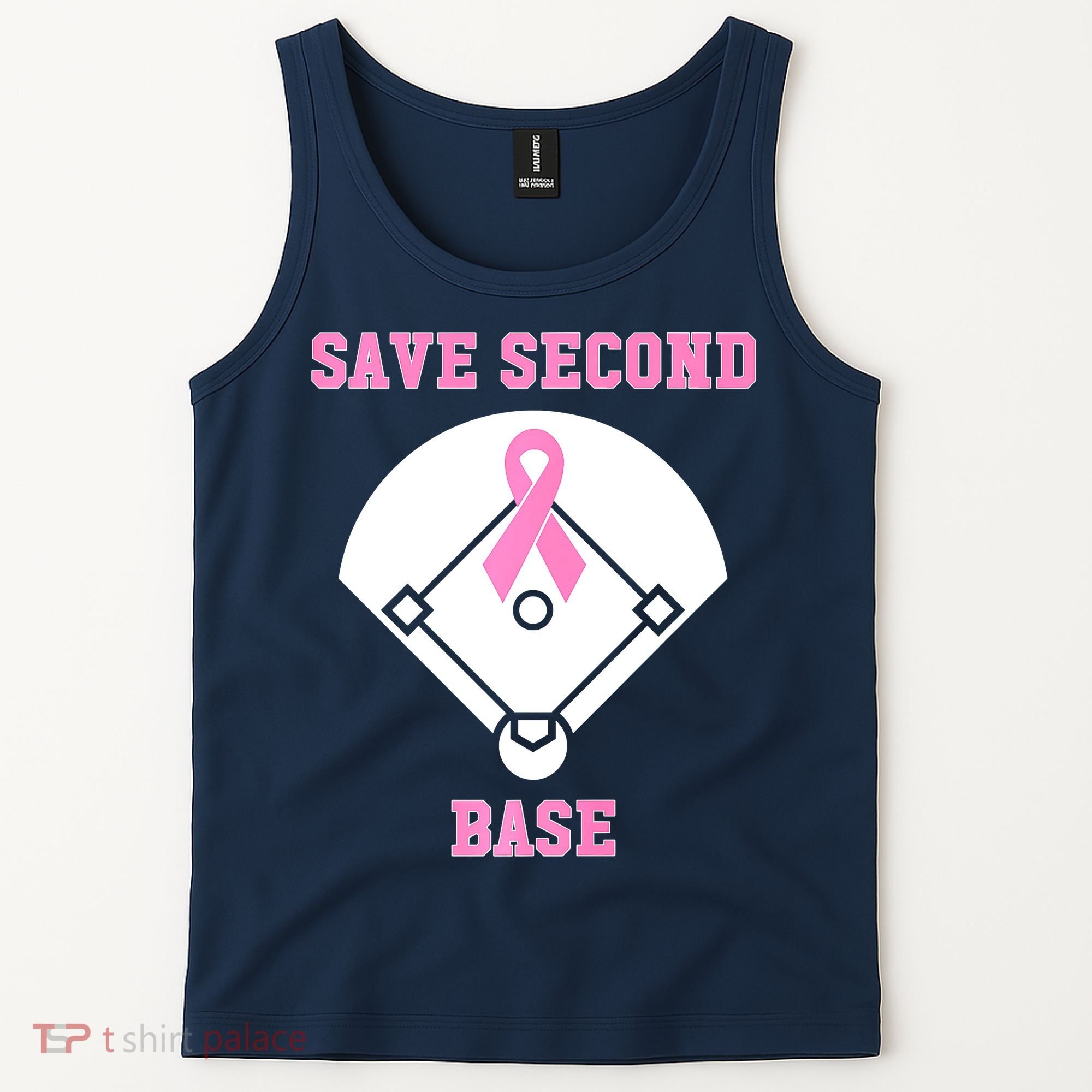 Breast Cancer Awareness Save Second Base Pink Ribbon Tank Top