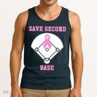 Breast Cancer Awareness Save Second Base Pink Ribbon Tank Top thumb 3