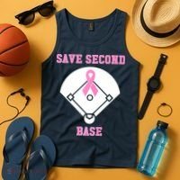 Breast Cancer Awareness Save Second Base Pink Ribbon Tank Top thumb 4