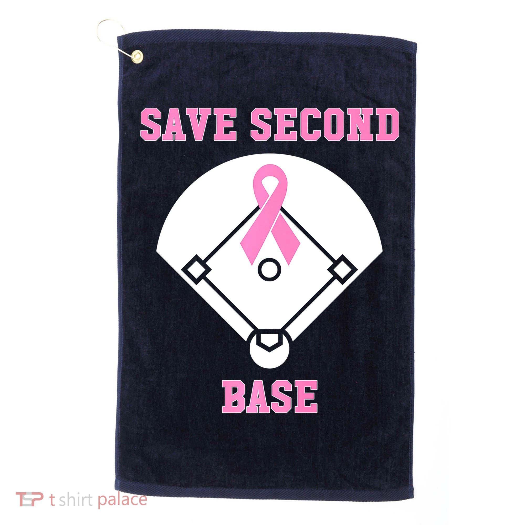 Breast Cancer Awareness Save Second Base Pink Ribbon Golf Towel