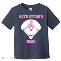 Breast Cancer Awareness Save Second Base Pink Ribbon Toddler T-Shirt thumb 0