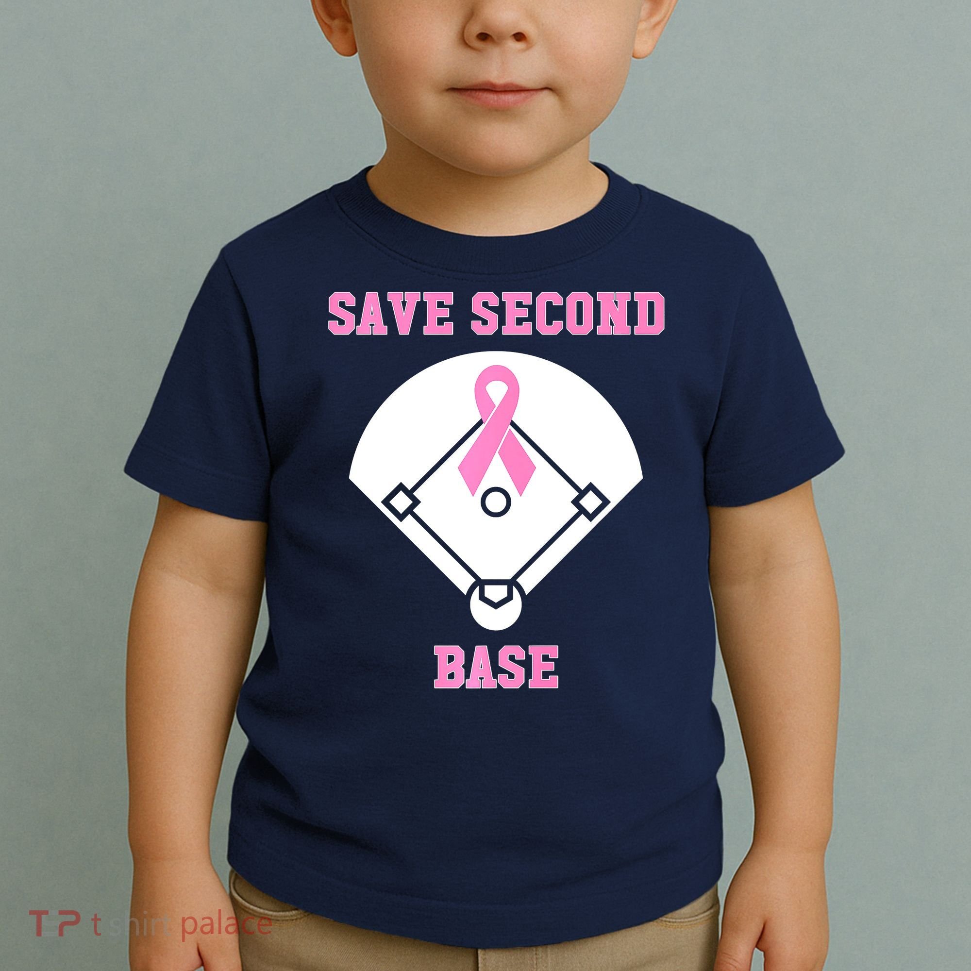Breast Cancer Awareness Save Second Base Pink Ribbon Toddler T-Shirt