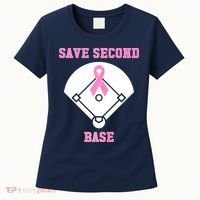 Breast Cancer Awareness Save Second Base Pink Ribbon Women's T-Shirt thumb 0