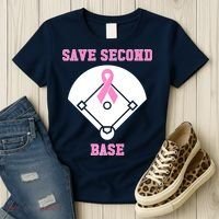 Breast Cancer Awareness Save Second Base Pink Ribbon Women's T-Shirt thumb 3