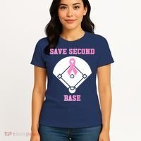 Breast Cancer Awareness Save Second Base Pink Ribbon Women's T-Shirt thumb 4
