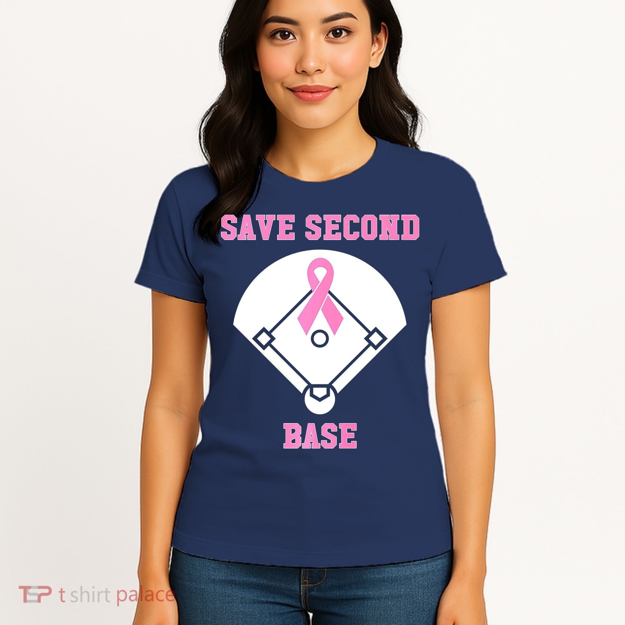 Breast Cancer Awareness Save Second Base Pink Ribbon Women's T-Shirt