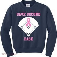Breast Cancer Awareness Save Second Base Pink Ribbon Kids Sweatshirt thumb 0