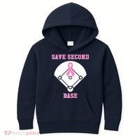 Breast Cancer Awareness Save Second Base Pink Ribbon Kids Hoodie thumb 0