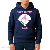 Breast Cancer Awareness Save Second Base Pink Ribbon Kids Hoodie thumb 4