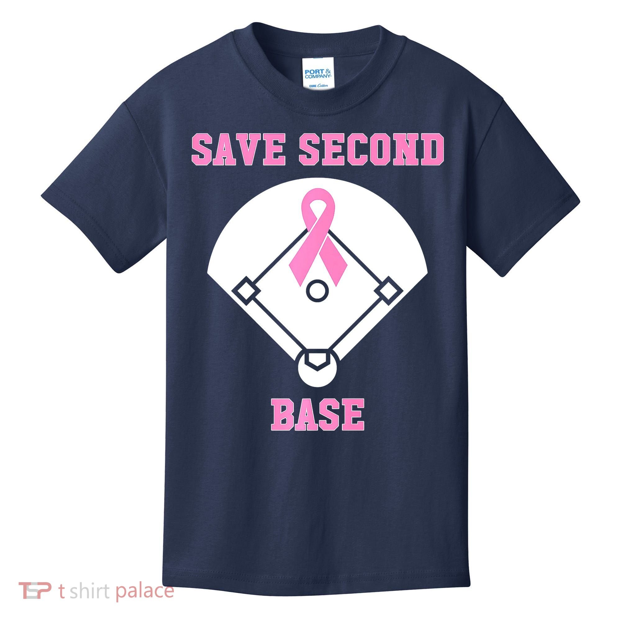 Breast Cancer Awareness Save Second Base Pink Ribbon Kids T-Shirt