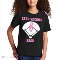 Breast Cancer Awareness Save Second Base Pink Ribbon Kids T-Shirt thumb 2
