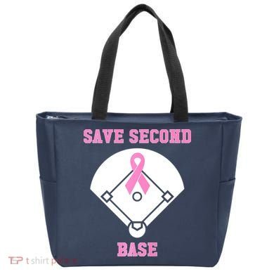 Breast Cancer Awareness Save Second Base Pink Ribbon Tote Bag