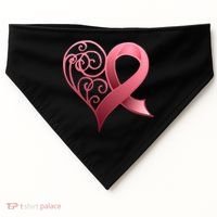 Breast Cancer Awareness Ribbon Heart Pattern USA-Made Doggie Bandana thumb 0