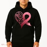 Breast Cancer Awareness Ribbon Heart Pattern Hoodie thumb 2