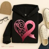 Breast Cancer Awareness Ribbon Heart Pattern Hoodie thumb 4