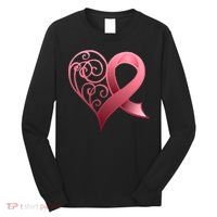 Breast Cancer Awareness Ribbon Heart Pattern Long Sleeve Shirt thumb 0
