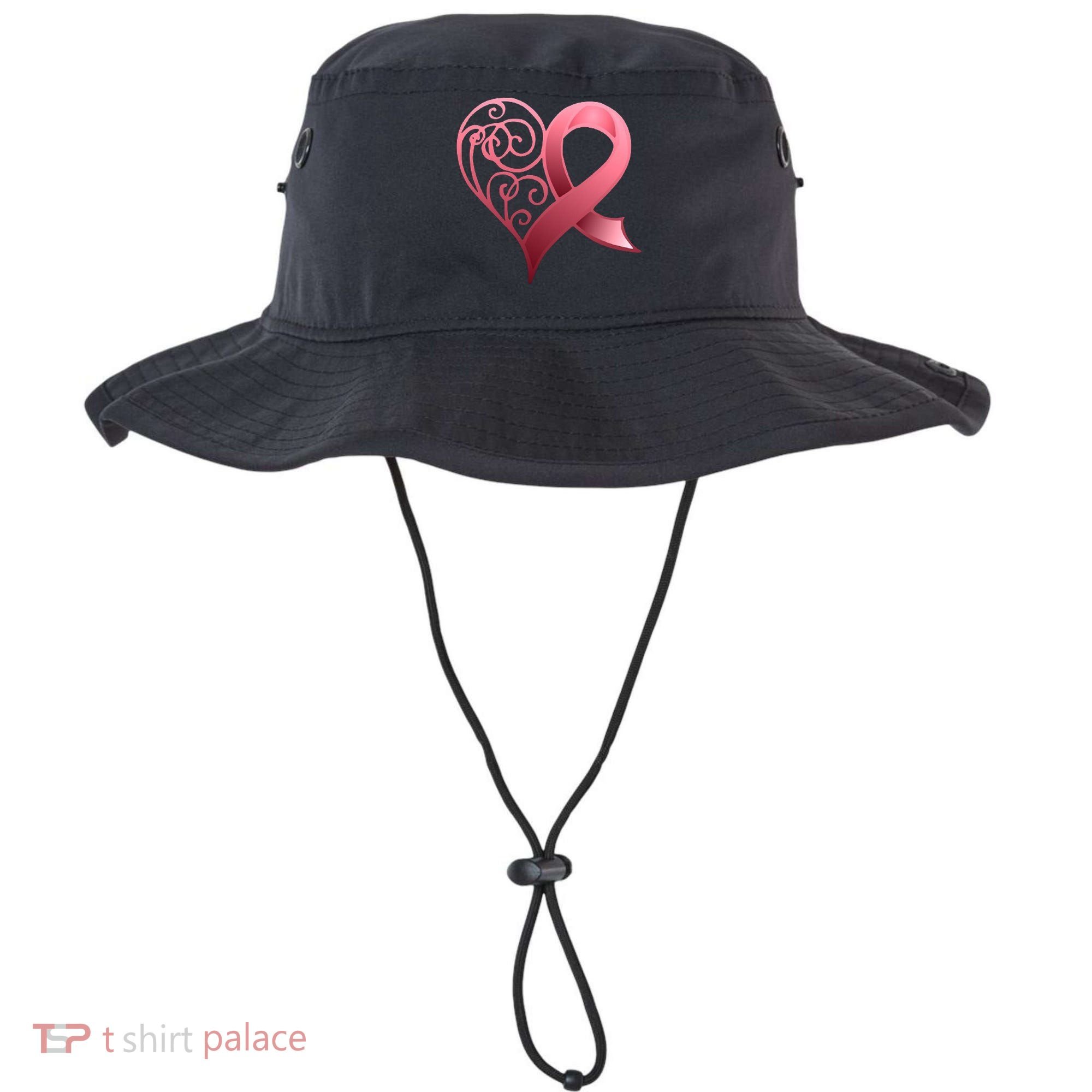 Breast Cancer Awareness Ribbon Heart Pattern Bucket Hat
