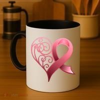 Breast Cancer Awareness Ribbon Heart Pattern Coffee Mug thumb 4