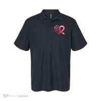 Breast Cancer Awareness Ribbon Heart Pattern Polo thumb 0