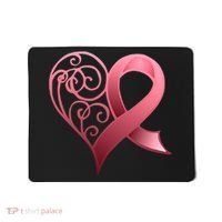 Breast Cancer Awareness Ribbon Heart Pattern Mousepad thumb 0