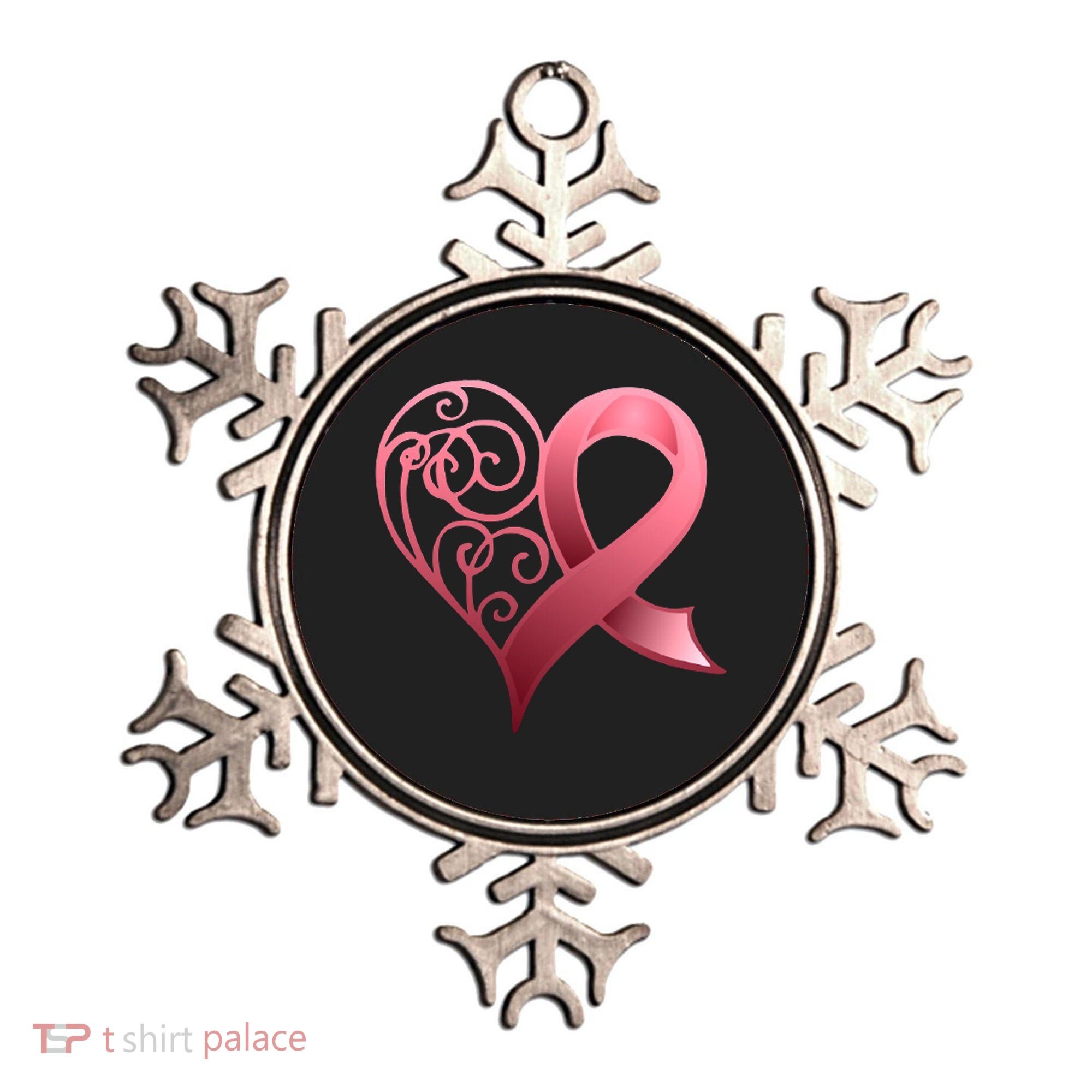 Breast Cancer Awareness Ribbon Heart Pattern Ornament
