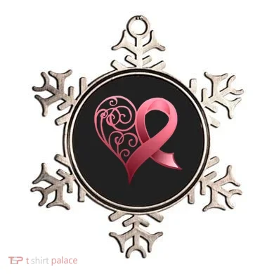 Breast Cancer Awareness Ribbon Heart Pattern Ornament