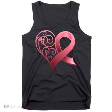 Breast Cancer Awareness Ribbon Heart Pattern Tank Top