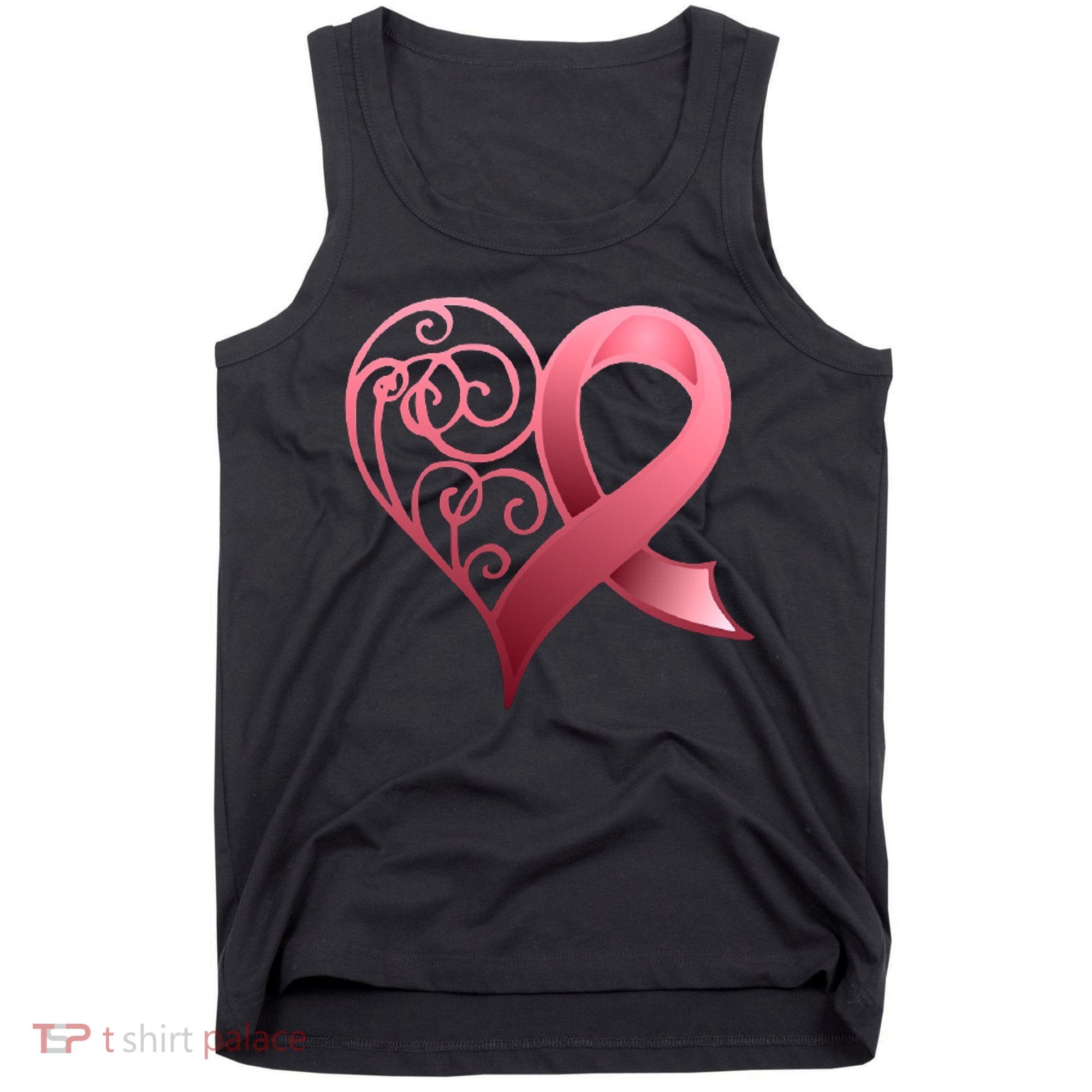 Breast Cancer Awareness Ribbon Heart Pattern Tank Top