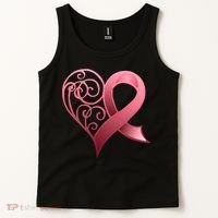 Breast Cancer Awareness Ribbon Heart Pattern Tank Top thumb 2
