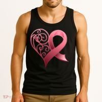 Breast Cancer Awareness Ribbon Heart Pattern Tank Top thumb 3