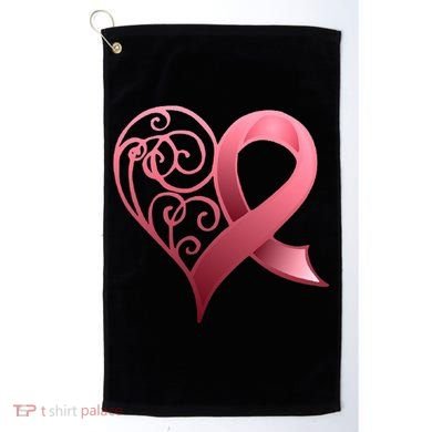 Breast Cancer Awareness Ribbon Heart Pattern Golf Towel
