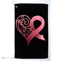Breast Cancer Awareness Ribbon Heart Pattern Golf Towel thumb 0