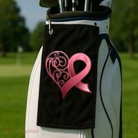 Breast Cancer Awareness Ribbon Heart Pattern Golf Towel thumb 2