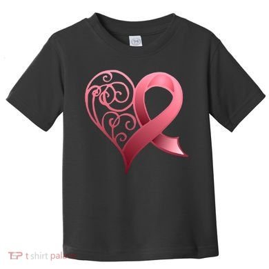 Breast Cancer Awareness Ribbon Heart Pattern Toddler T-Shirt