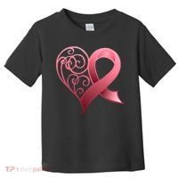 Breast Cancer Awareness Ribbon Heart Pattern Toddler T-Shirt thumb 0