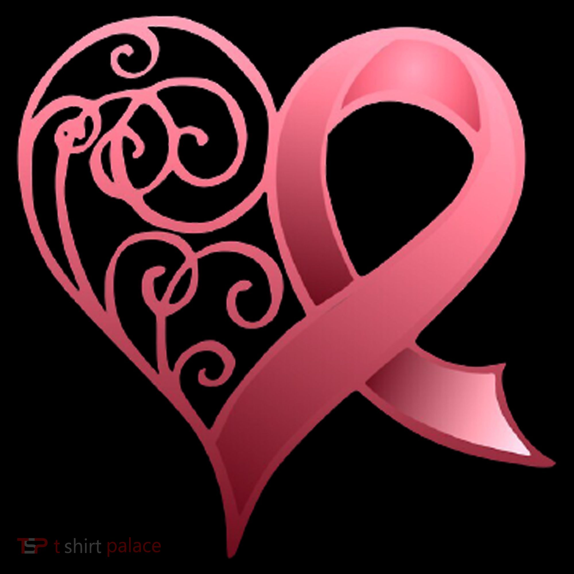 Breast Cancer Awareness Ribbon Heart Pattern Women's T-Shirt