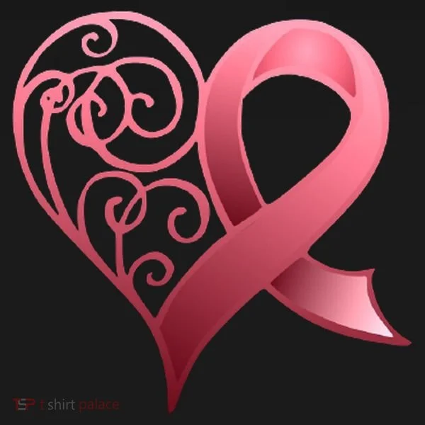 Breast Cancer Awareness Ribbon Heart Pattern Women's T-Shirt