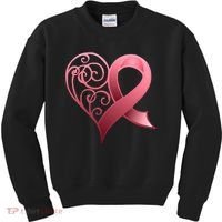 Breast Cancer Awareness Ribbon Heart Pattern Kids Sweatshirt thumb 0