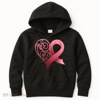 Breast Cancer Awareness Ribbon Heart Pattern Kids Hoodie thumb 0