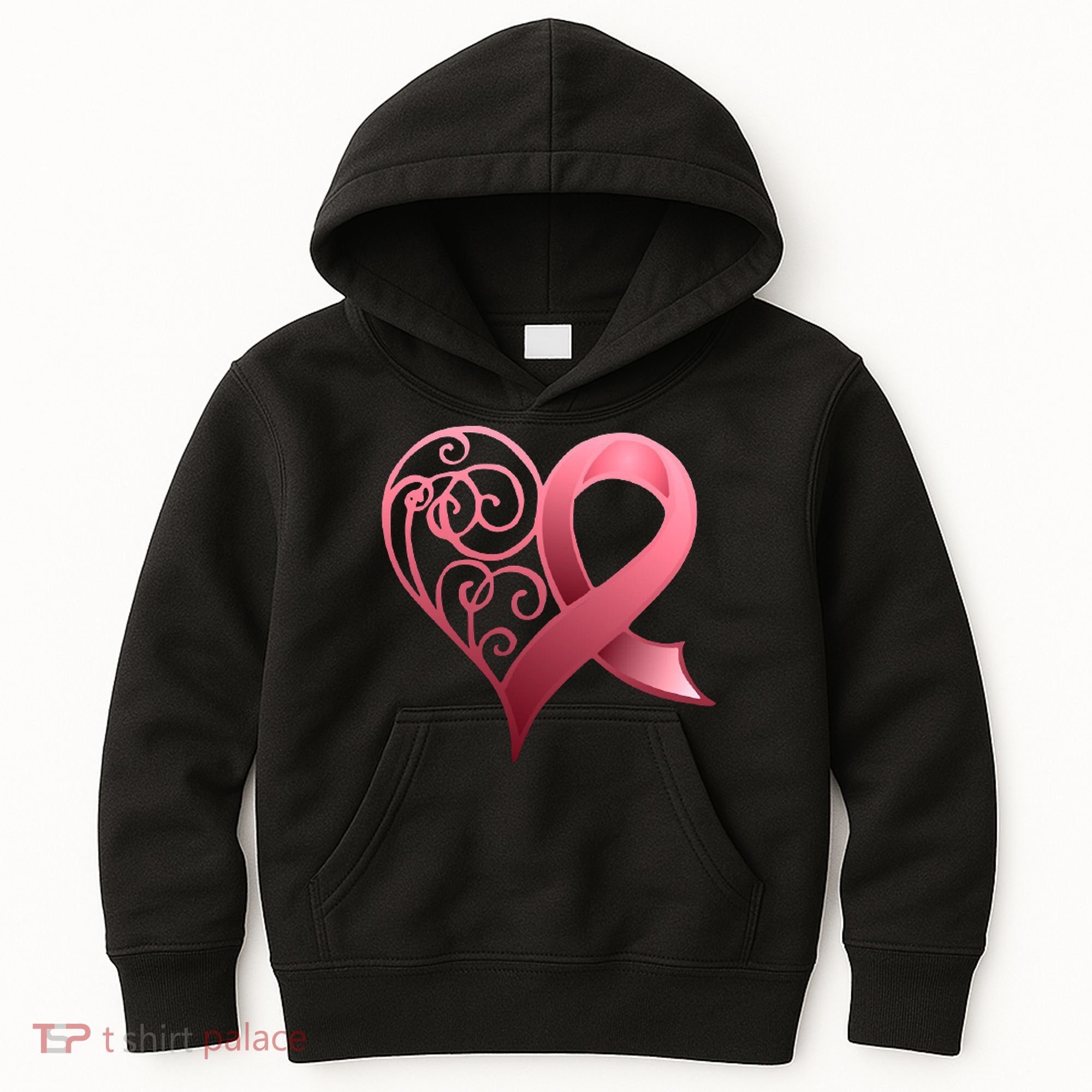 Breast Cancer Awareness Ribbon Heart Pattern Kids Hoodie